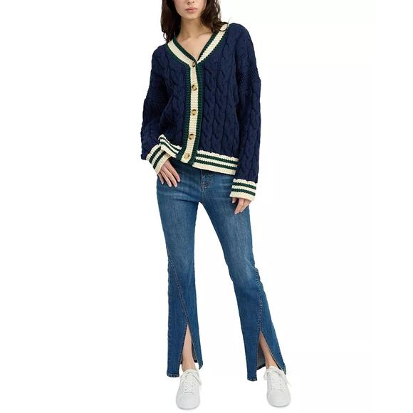 NEW En Saison Spencer Cardigan Size XS Chunky Collegiate Rugby Academia Sweater - Picture 2 of 13